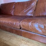 Large veted leather Dandy sofa