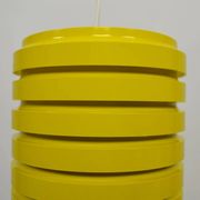 Pop Art Yellow Louvered Cylinder Pendant Lamp, Scandinavia, circa 1970