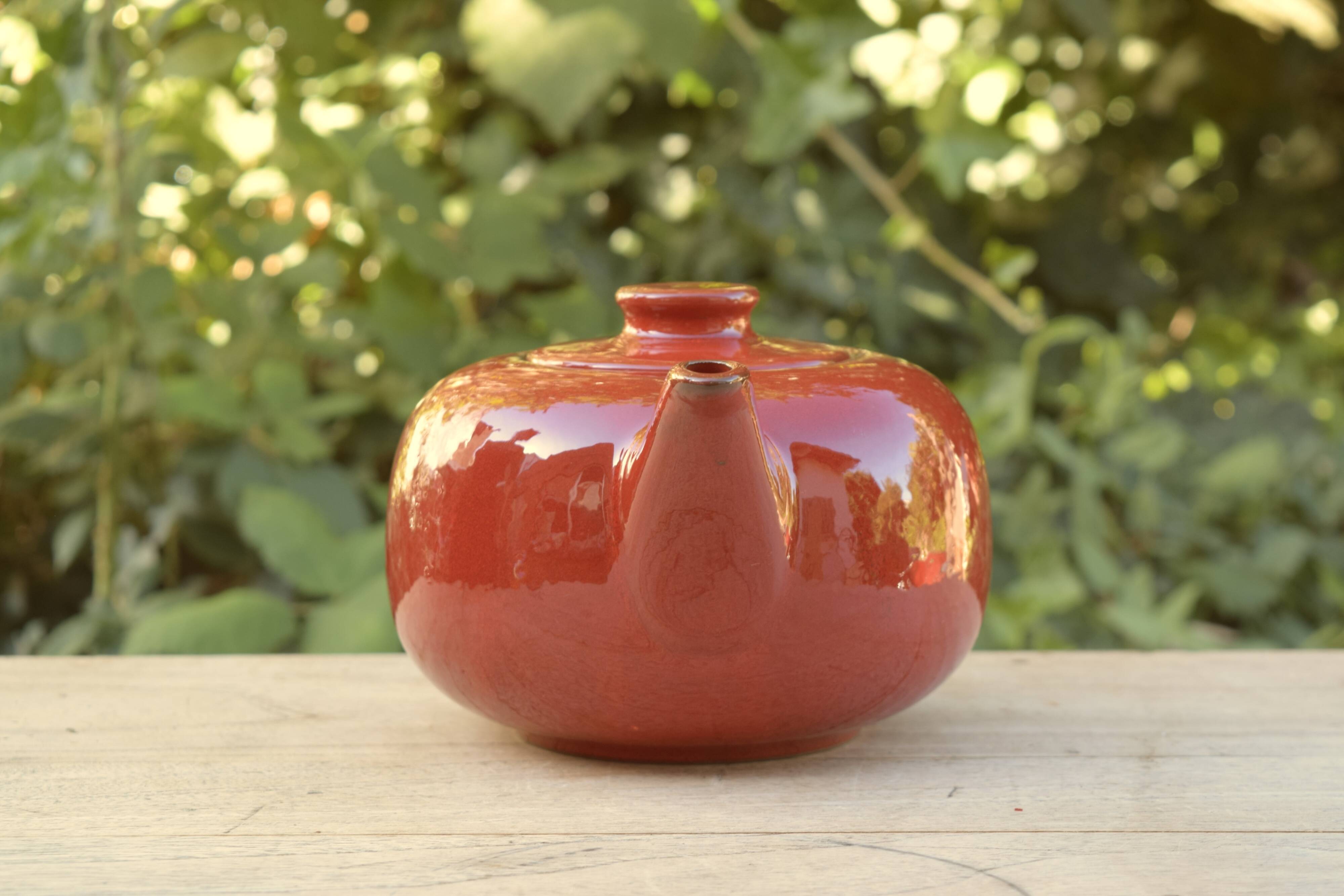 Vintage Melitta Ceracron red teapot - Glazed ceramic - Made in Germany - 1970s