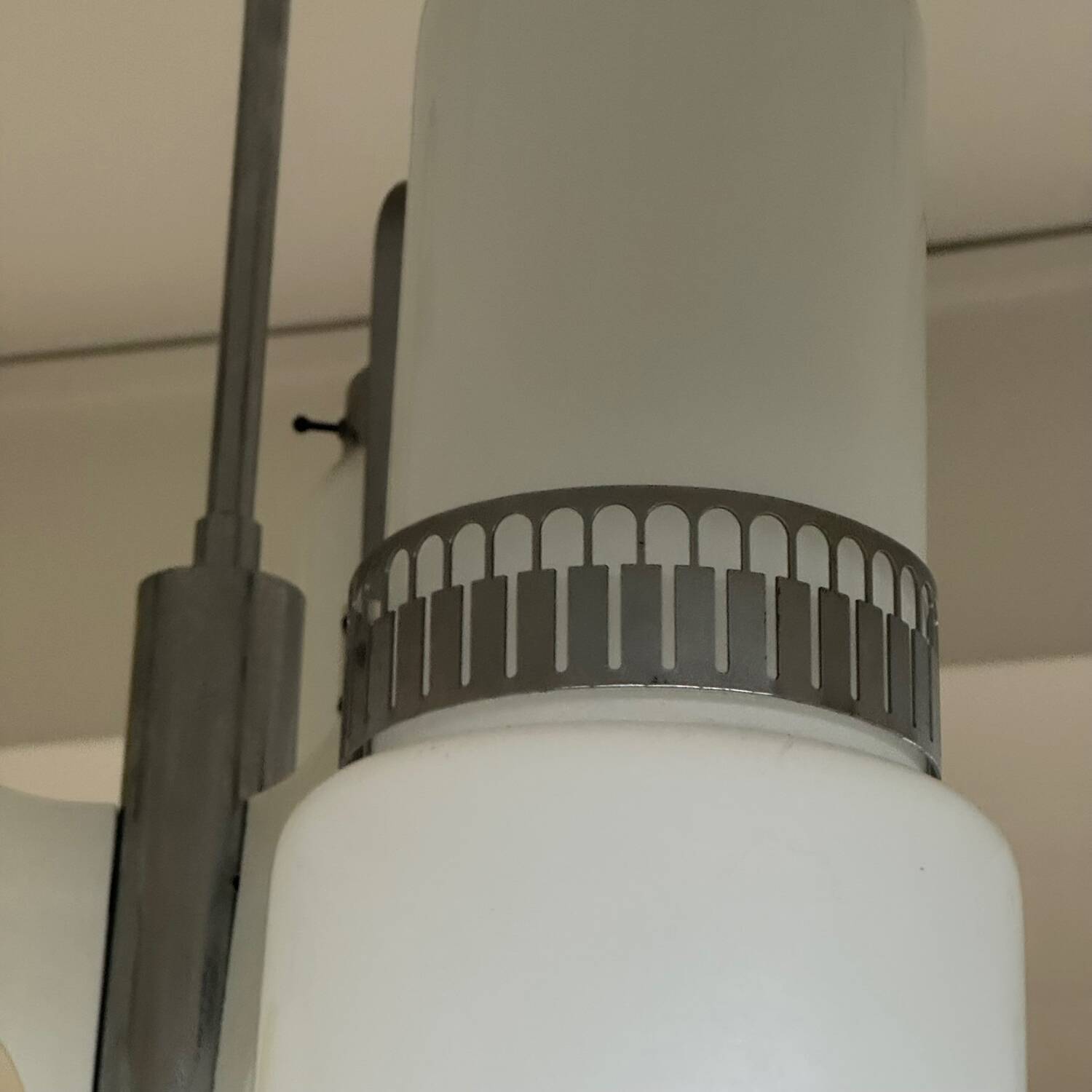 Lampadario Di Design Anni 70 3 Luci In Vetro E Acciaio Modernariato Vintage