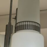 Lampadario Di Design Anni 70 3 Luci In Vetro E Acciaio Modernariato Vintage