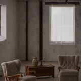 Modern Danish oak commode with decorative relief sculpture, mid-20th century.