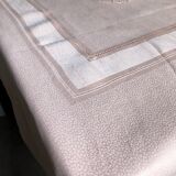 Old damsed tablecloth in linen and silk coral