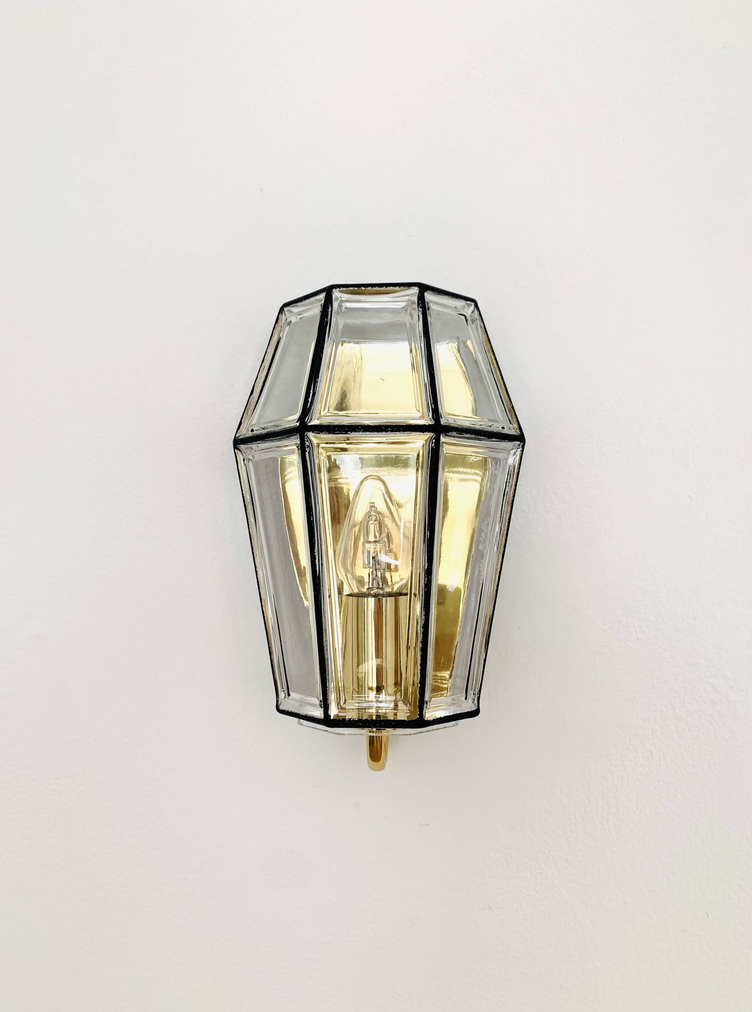 Set of 2 Glass Wall Lamps by Glashütte Limburg
