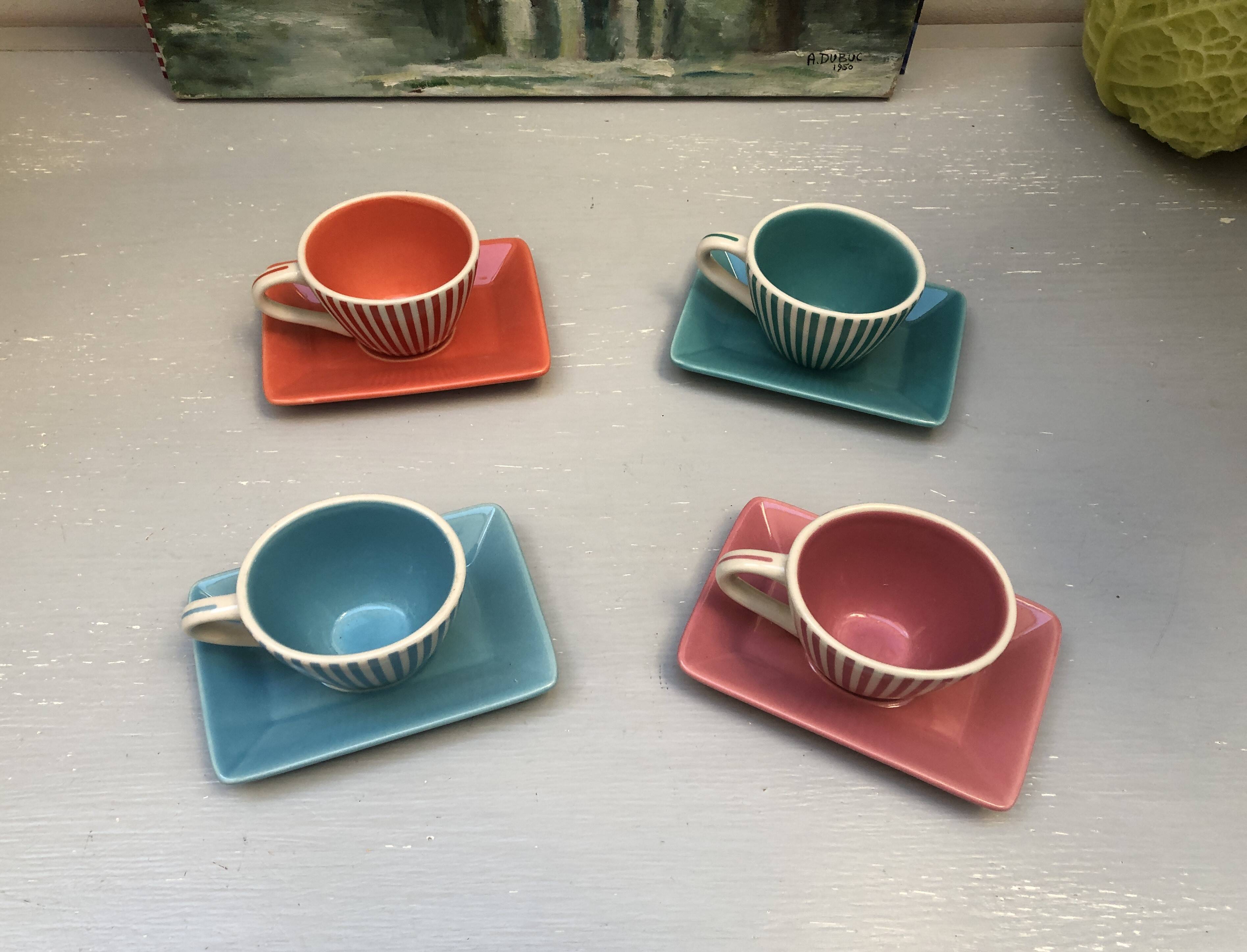 4 vintage ceramic coffee mugs edited by lbvyr circa