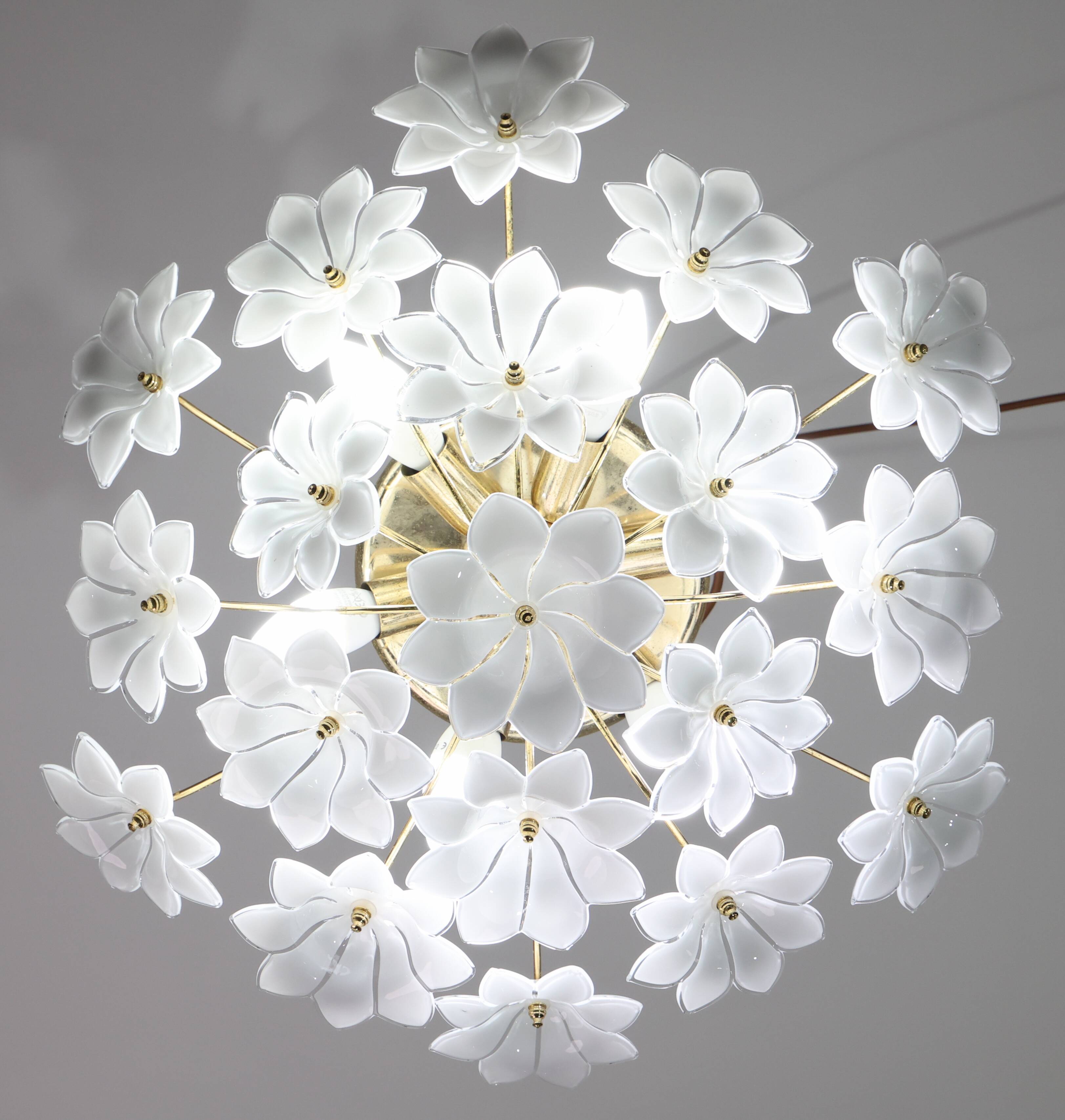Audrey Hepburn, Delicious Murano Glass Ceiling Light White Wall Light Flowe
