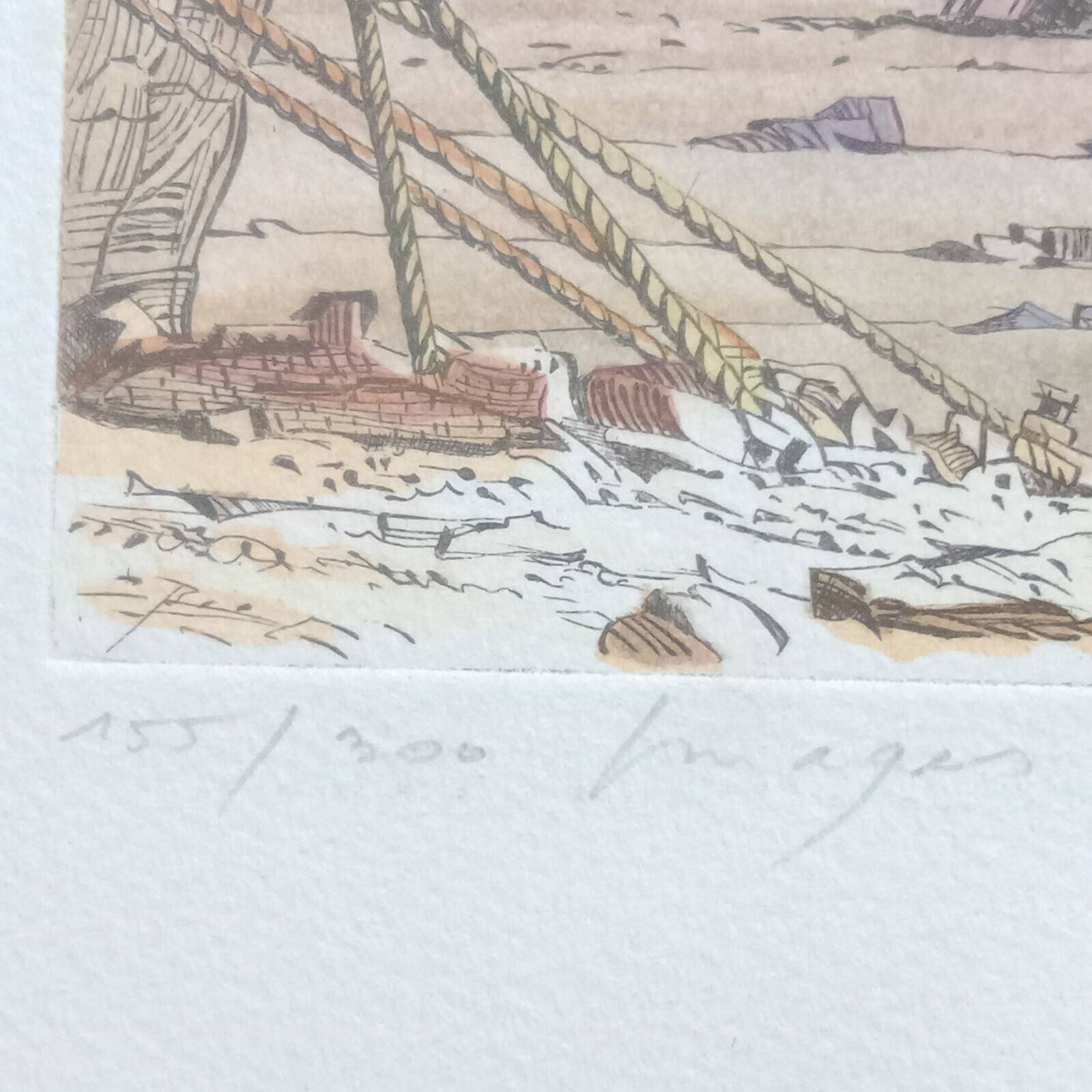 Muages, original lithograph No. 155/300 signed Michel Dubré (1942)