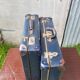 Pair Old Carton Blue Fibre - Reinforcements - Vintage Metal Anse