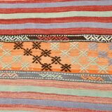 5x8 Orange & Red Striped Vintage Kilim Rug, 173x255Cm SK 32784