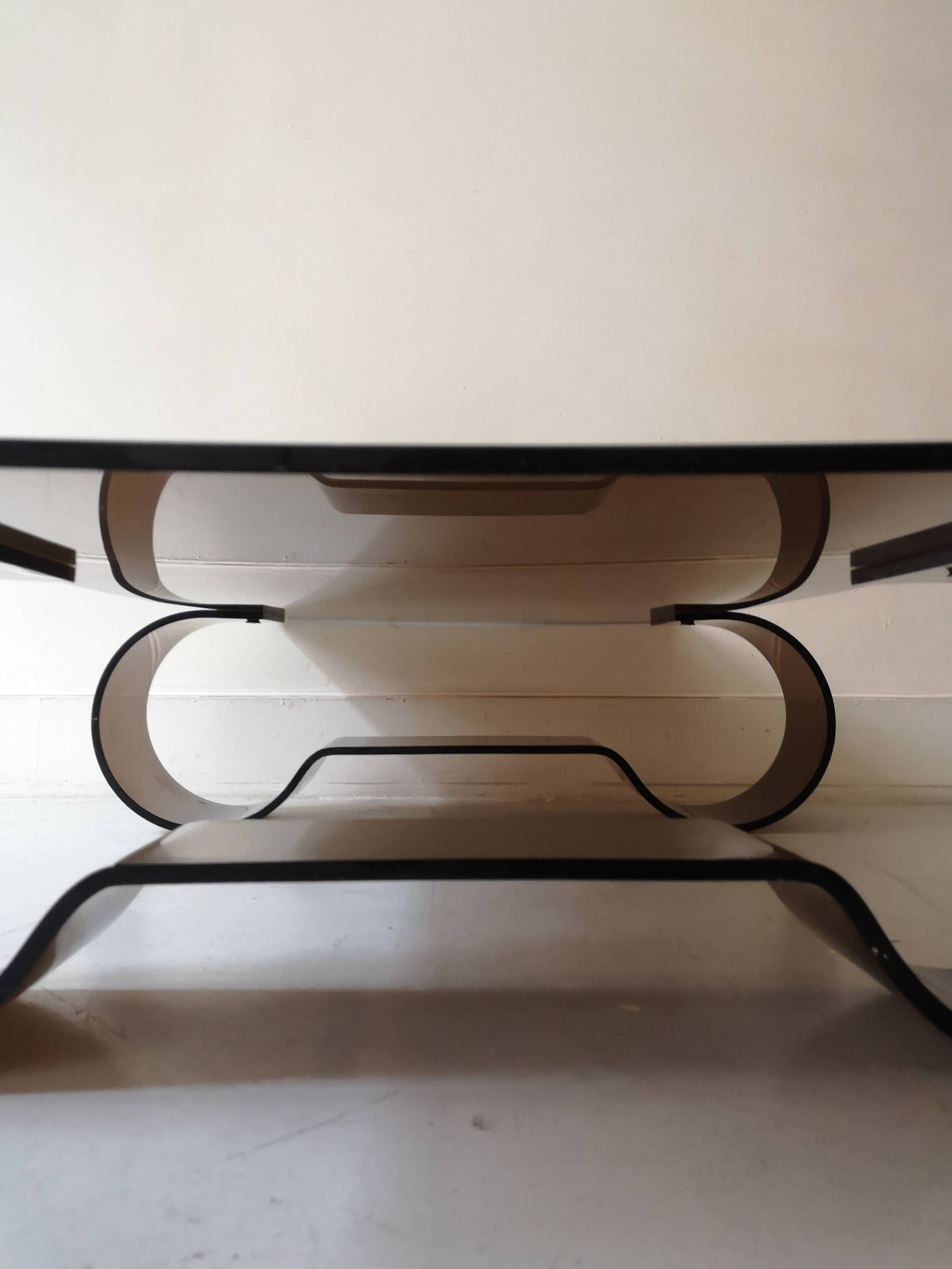 Coffee table in smoked brown plexiglass, roche bobois 1970