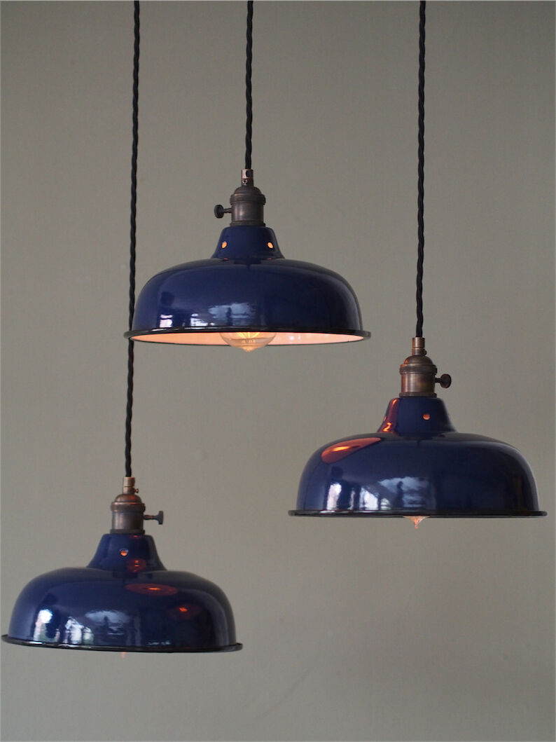 Day blind emailed midnight blue industrial lamp