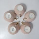 5 cups Villeroy & Boch pink and gold by Lucien Engel