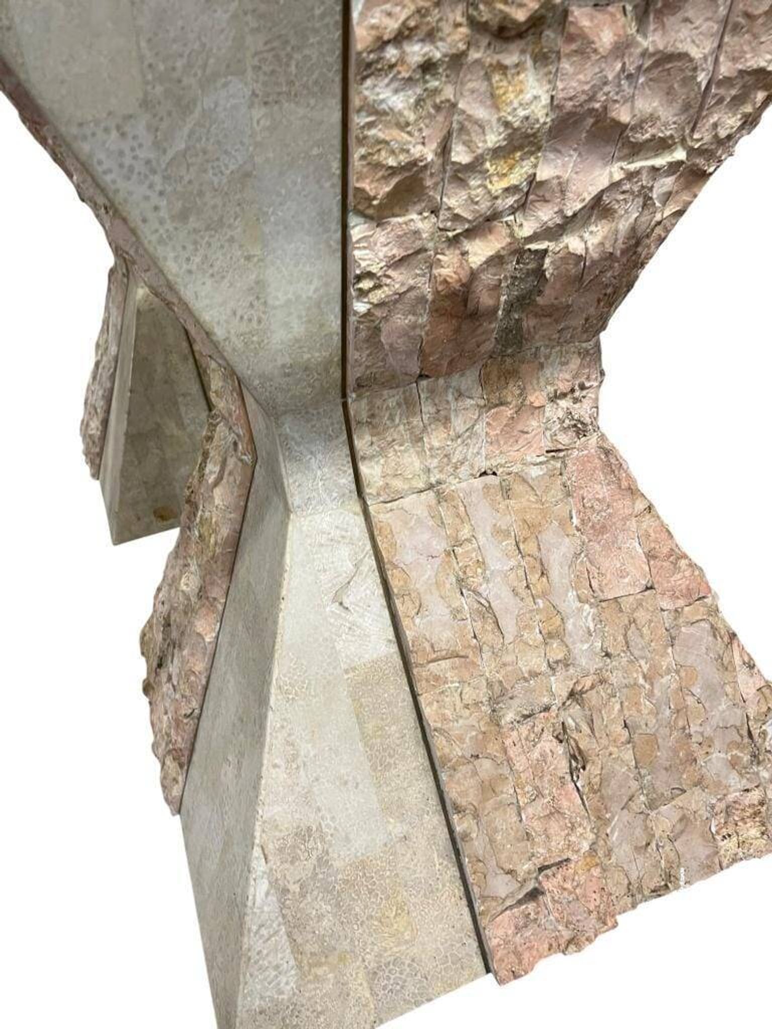 vintage stone dining table with glass top