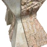 vintage stone dining table with glass top