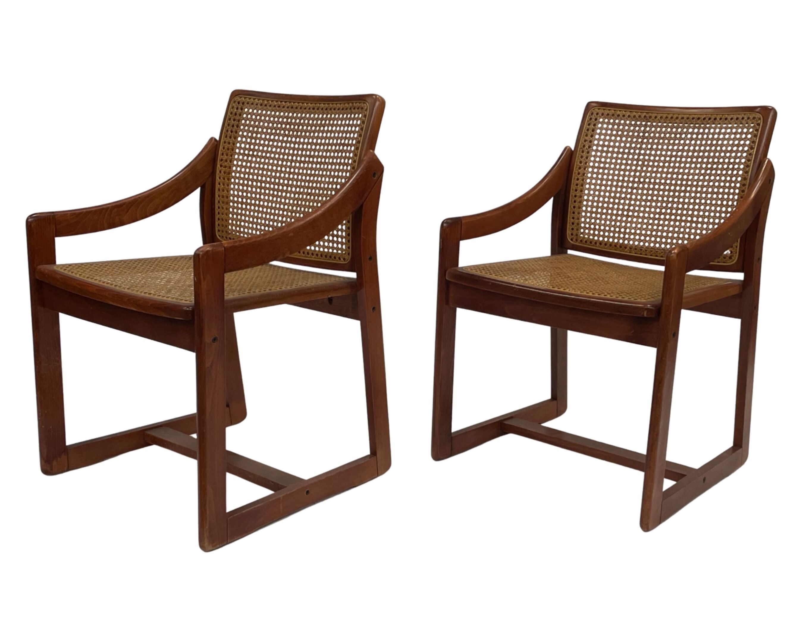 Vintage set of 4 dining chairs webbing beech wood design