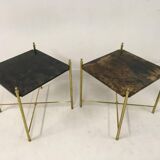 Pair of lacquered goatskin tables