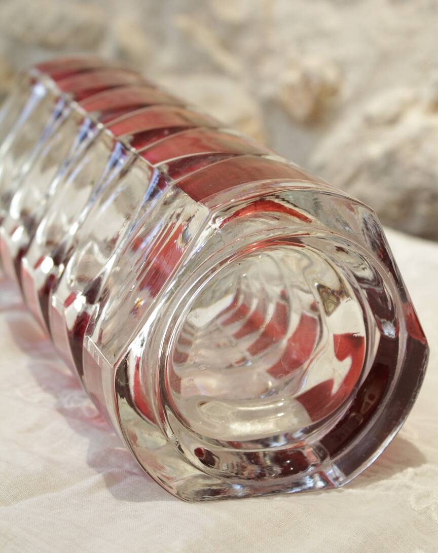 Ruby-colored glass vase by JG Durand and produced by Luminarc circa 1970