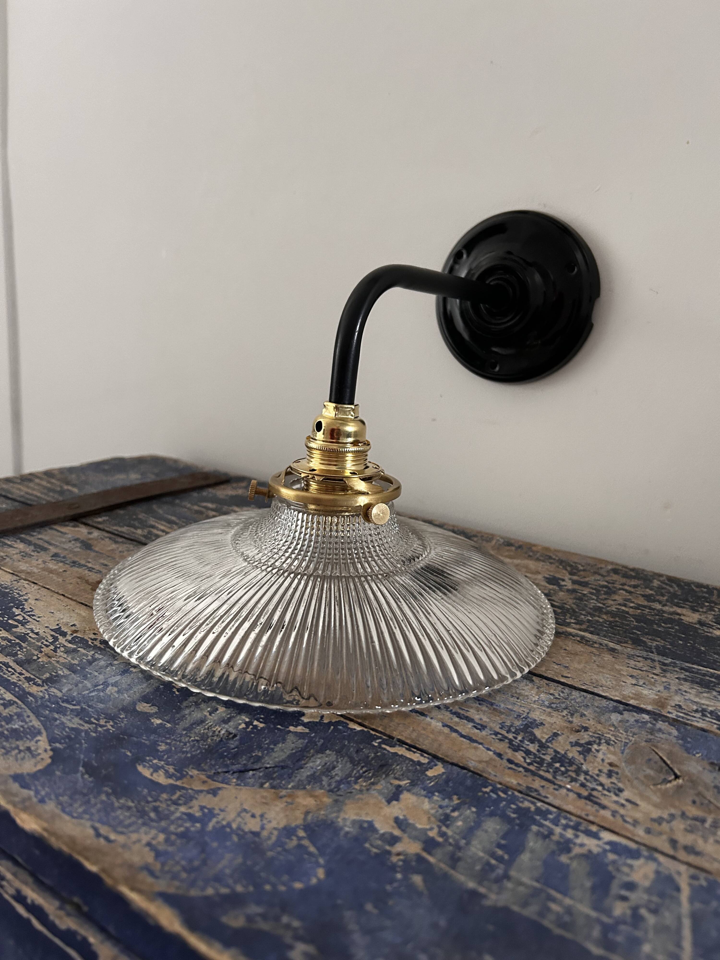 Holophane glass wall light