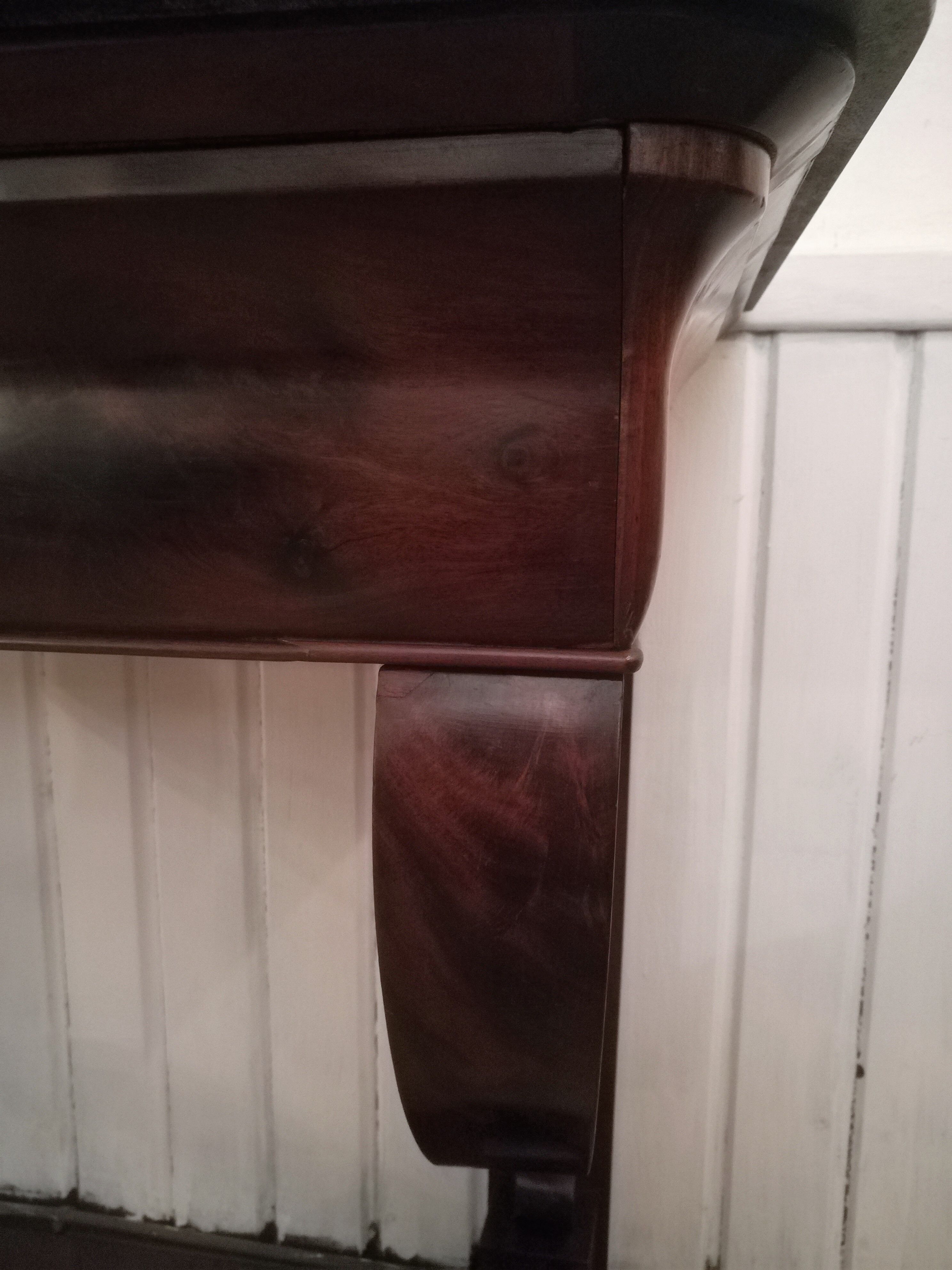 Consoles pair restoration in mahogany and black granite