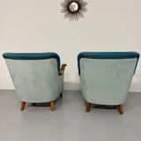 Lot of 2 sculptural Danish design armchairs from the 1940s, vintage.