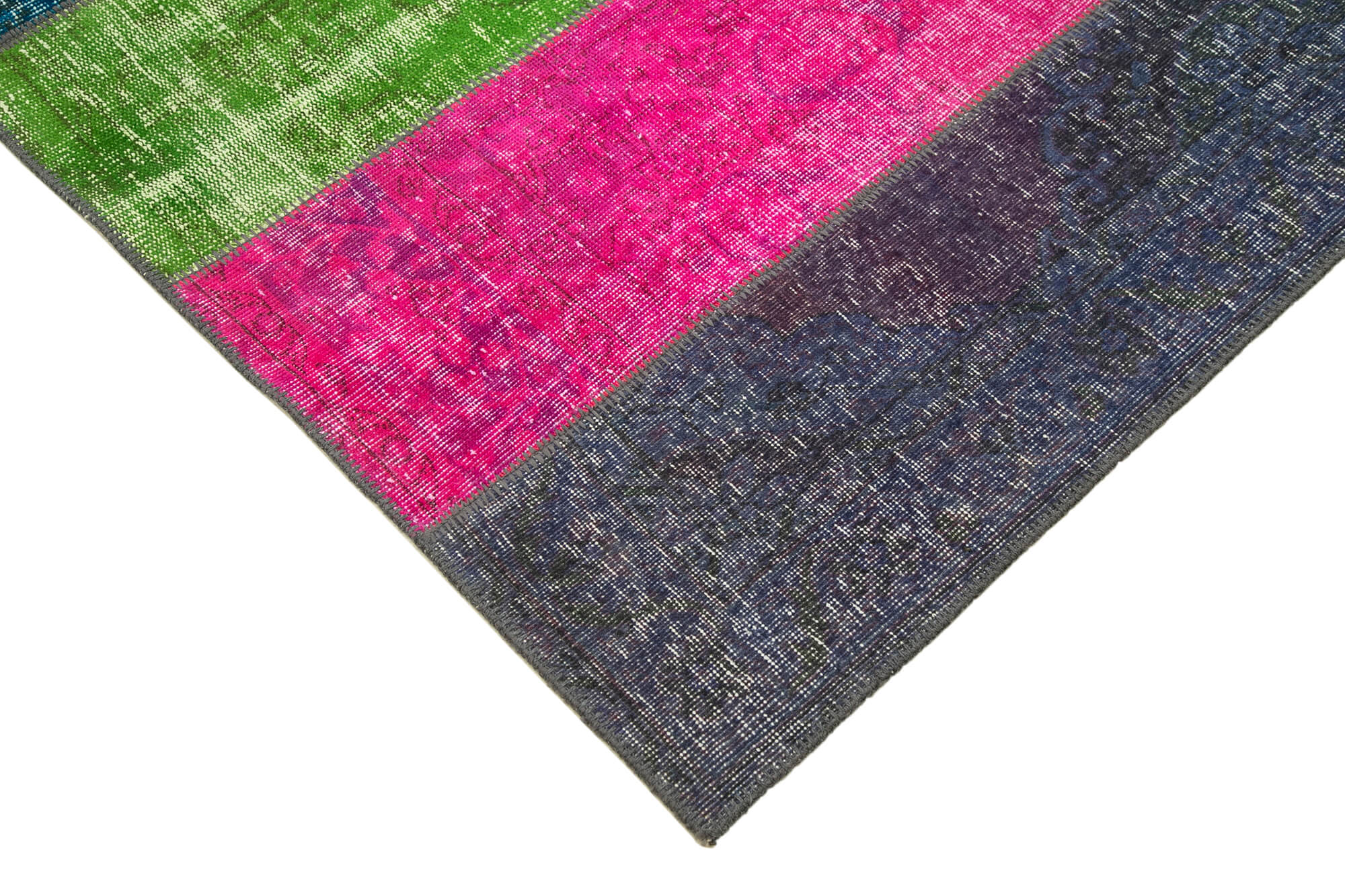 Hand-knotted anatolian contemporary 200 cm x 300 cm multicolor patchwork carpet