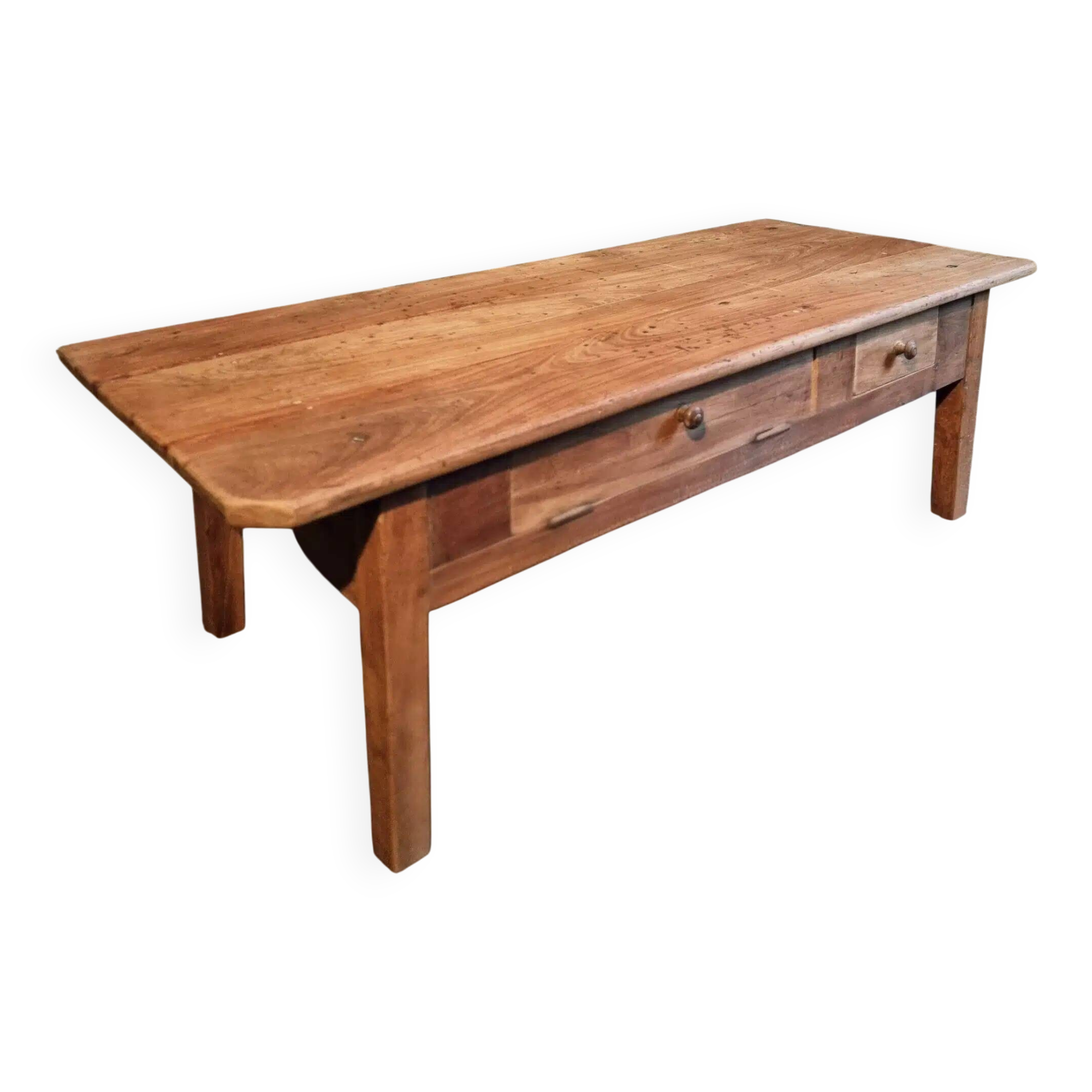 Old French rustic coffee table in cherry wood.