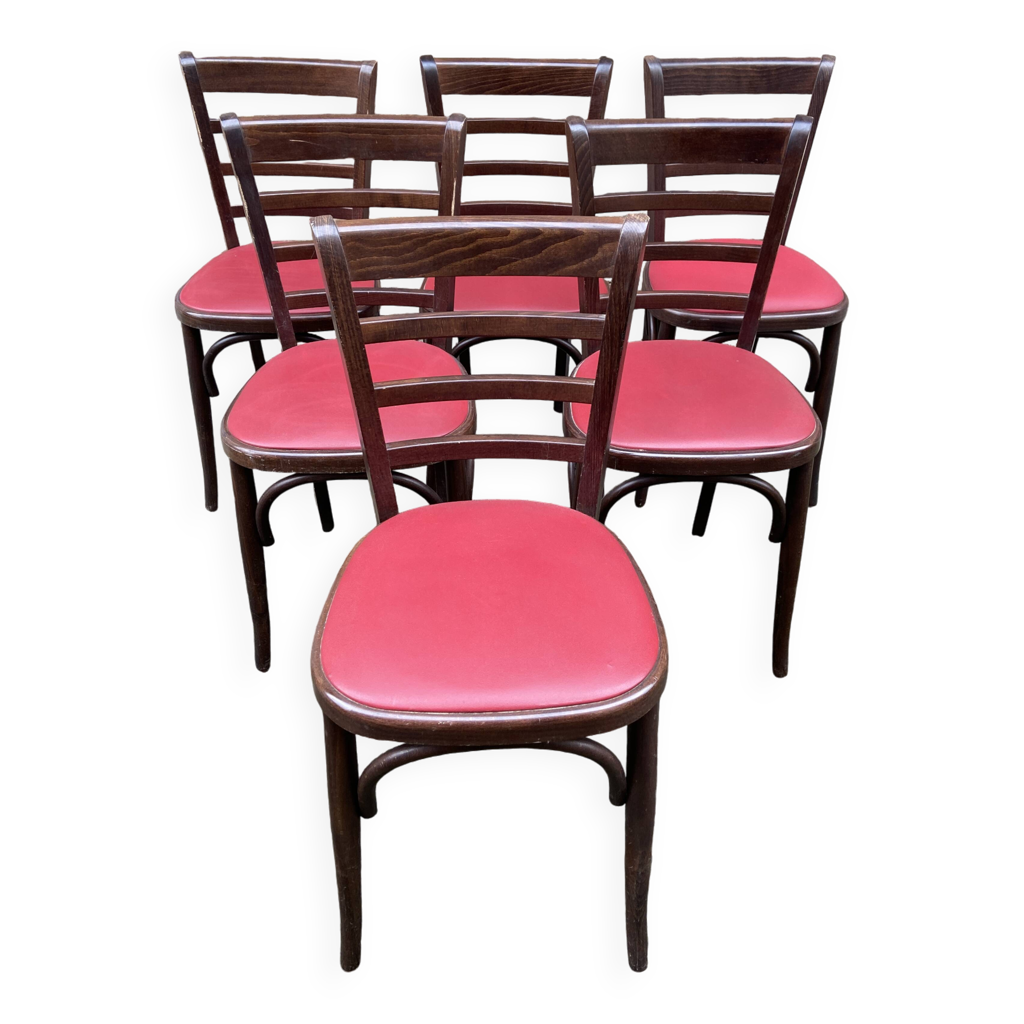 Set de 6 Chaises bistrot Brasserie bentwood bistrot chair shabby chic baumann Thonet simili cuir