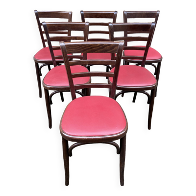 Set de 6 Chaises bistrot Brasserie bentwood bistrot chair shabby chic baumann Thonet simili cuir