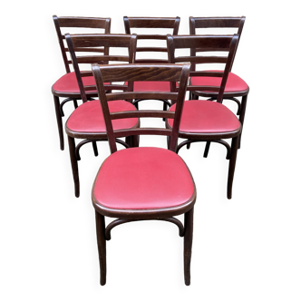Set de 6 Chaises bistrot Brasserie bentwood bistrot chair shabby chic baumann Thonet simili cuir