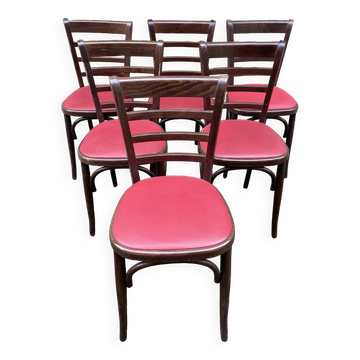 Set of 6 Brasserie bistro chairs bentwood bistro chair shabby chic Baumann Thonet faux leather