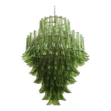 Green Murano Glass Petal Chandelier with Gold-Toned Support, Italy