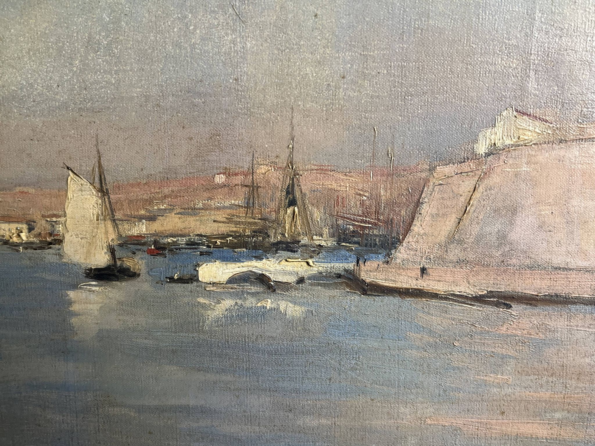 Allegre raymond, oil on canvas port of marseille signed dated 19th century