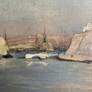 Allegre raymond, oil on canvas port of marseille signed dated 19th century