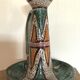 Hand candleholder in enamelled ceramic, polychrome paint, art deco, numbered