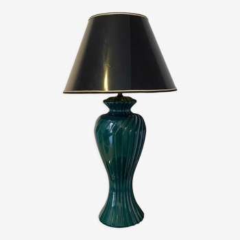 Table lamp in green lacquered porcelain, Italy 70s