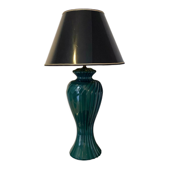 Table lamp in green lacquered porcelain, Italy 70s