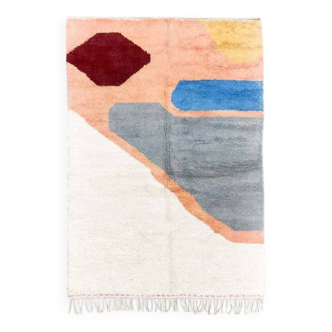 Tapis fait main multicolore Orange, gris, bleu, jaune... taille 150x250cm