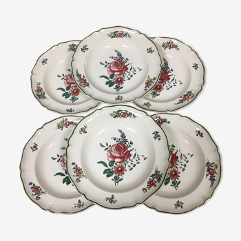 6 assiettes creuses Villeroy et Boch motifs fleurs