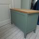 Vintage toy chest green of gray waxed finish, waxed top medium oak.