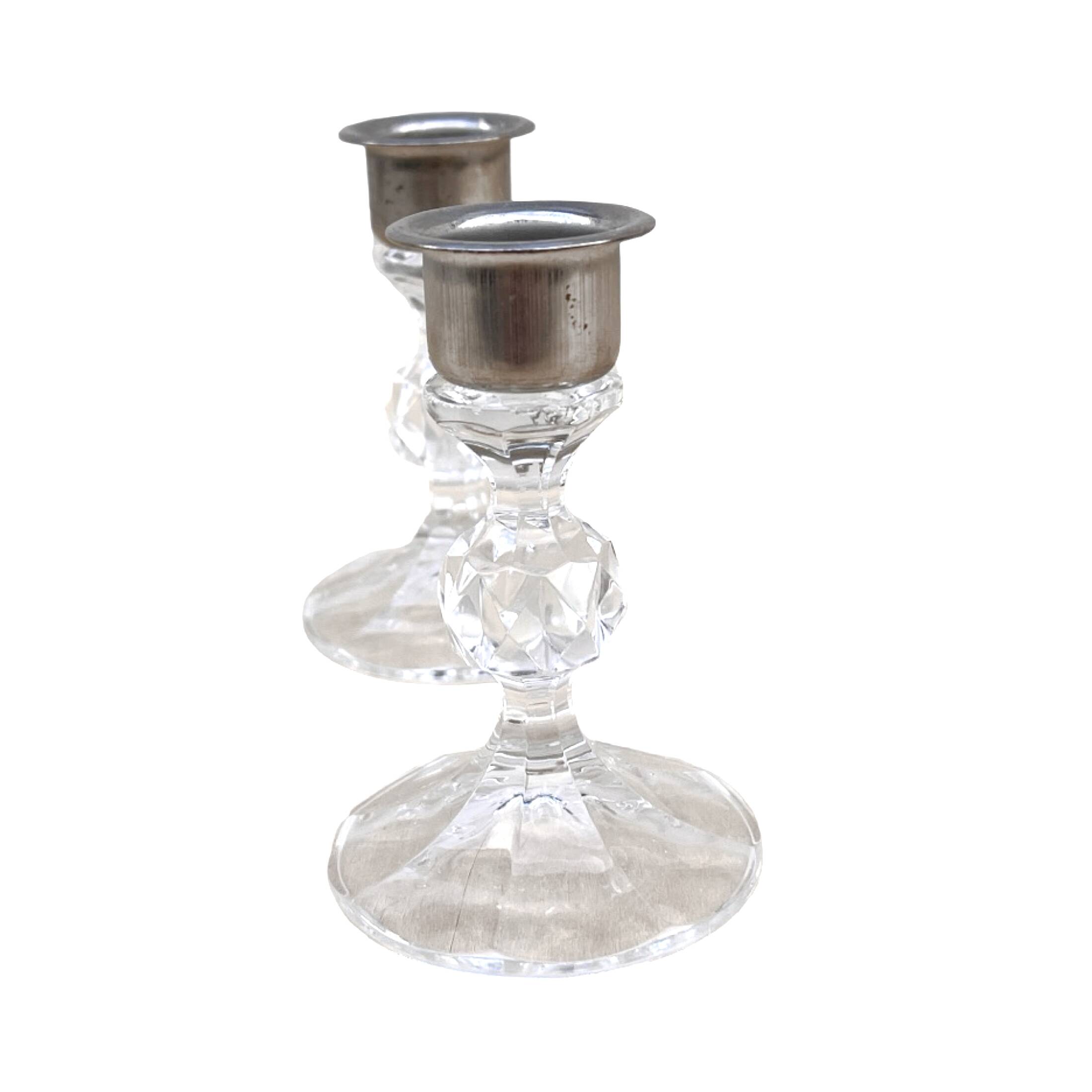 Paire de bougeoirs en cristal, Crystalex, Tchécoslovaquie, années 1980.