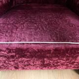 Pair of Art Deco club armchairs in burgundy red velvet, 1930s