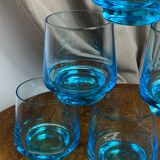 Six verres en verre bleu turquoise