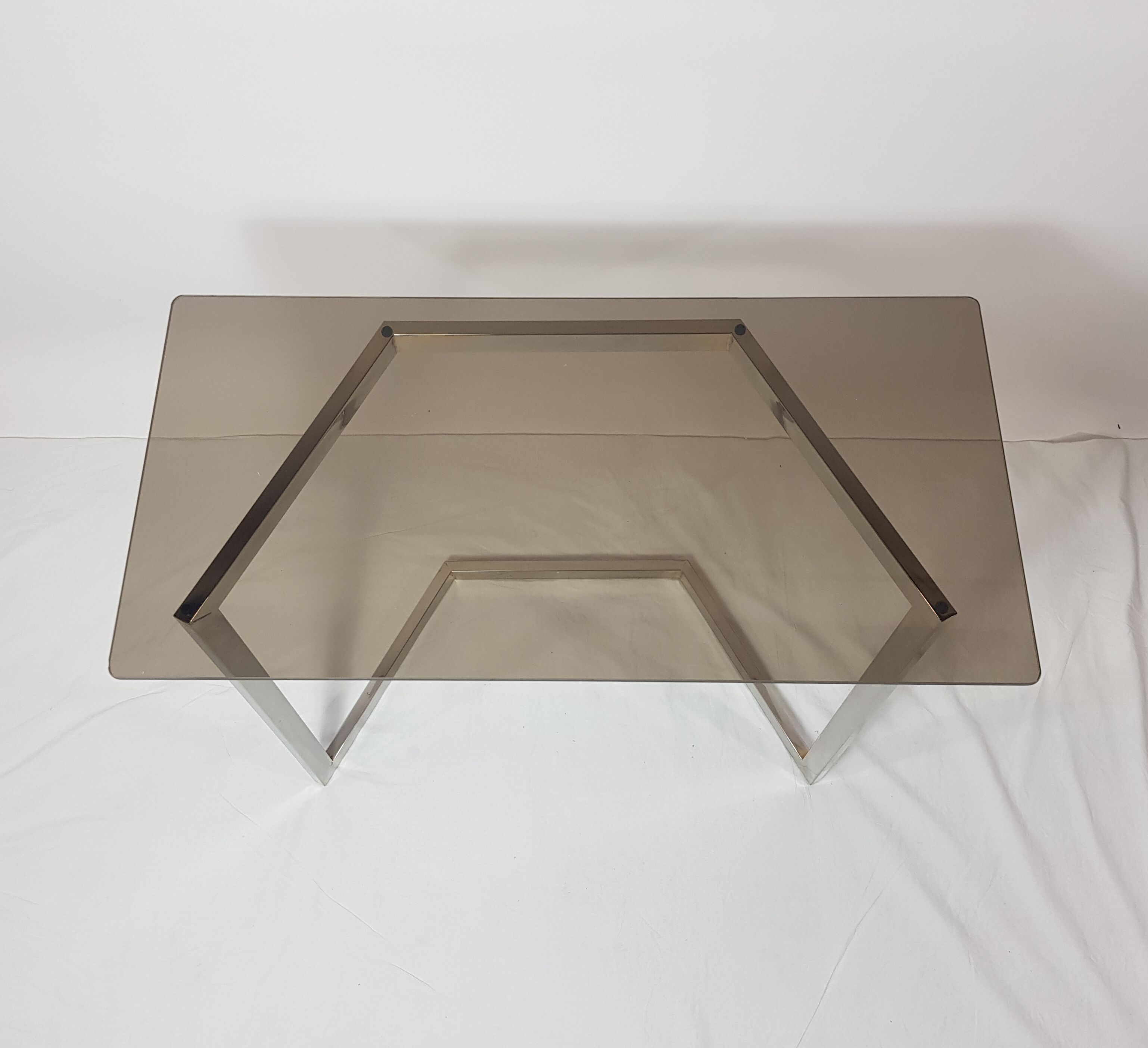 Console brass and smoked glass 70's