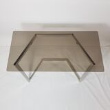 Console brass and smoked glass 70's