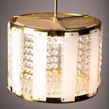 Vintage Crystal Chandelier: 1970s Czech Brass Glass Pendant Light