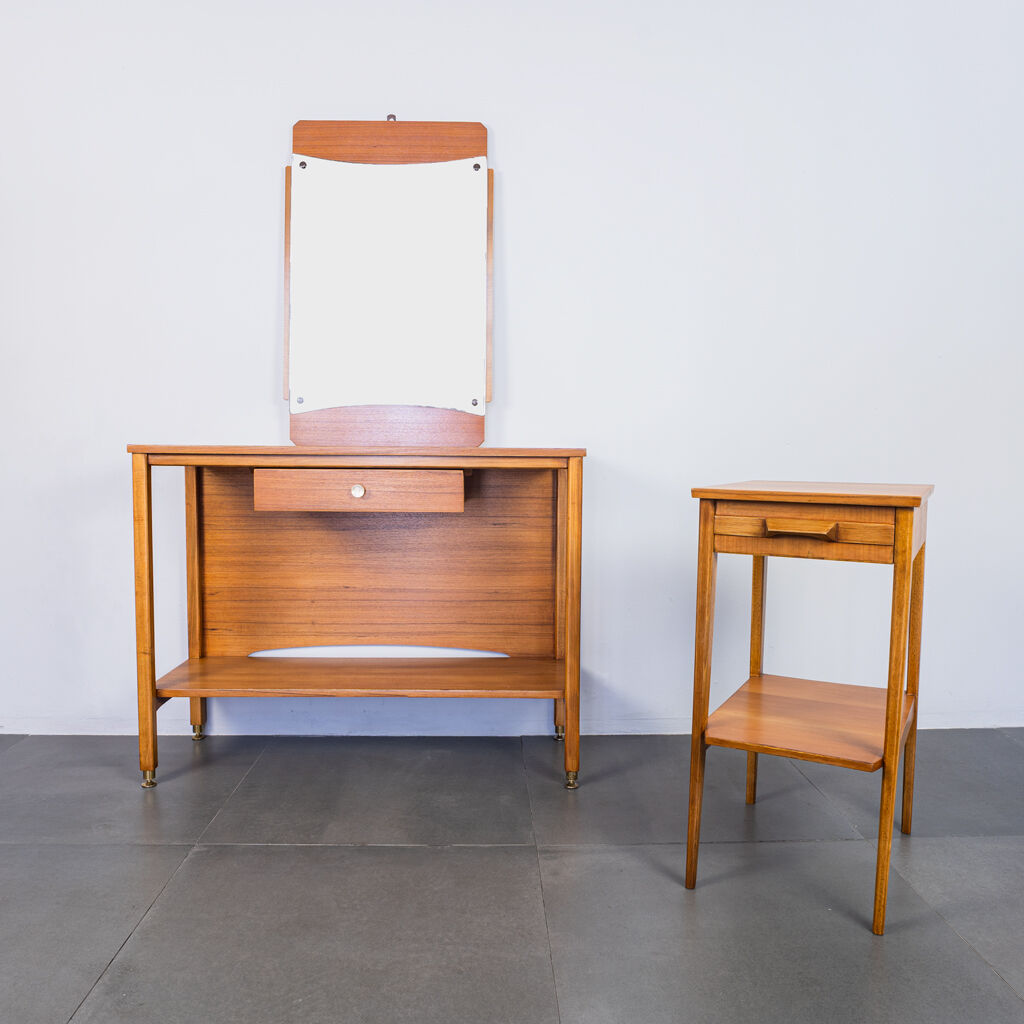 Set of 2 entry console furniture with 60s mirror