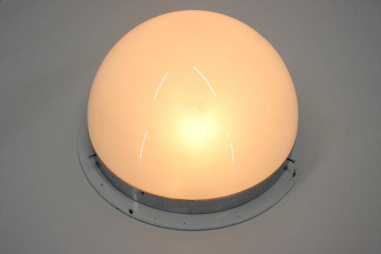 Unique set of six large Bauhaus chrome ceiling lamps/flush mounts, 1940s