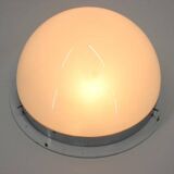 Unique set of six large Bauhaus chrome ceiling lamps/flush mounts, 1940s