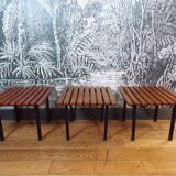 Set of 3 slatted coffee tables 1950