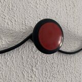 Vintage 1960 red and black coat rack with 3 wall hooks - 45 x 7 cm